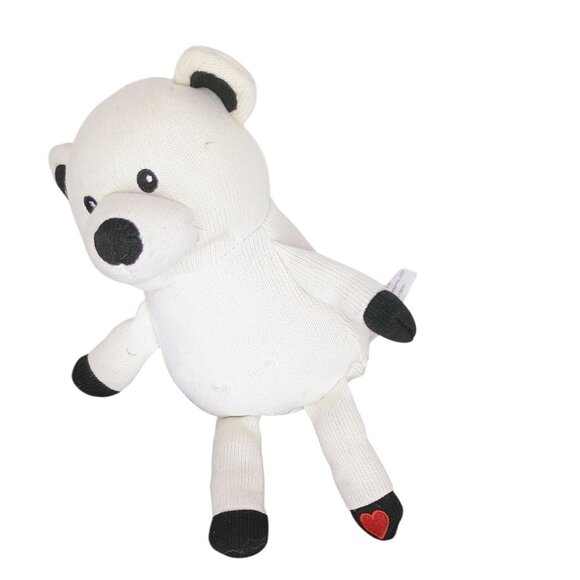 Knit Bear Plush Polar Heart Valentines 11" Stuffed Animal Cream Black‎ Russell - Picture 1 of 6